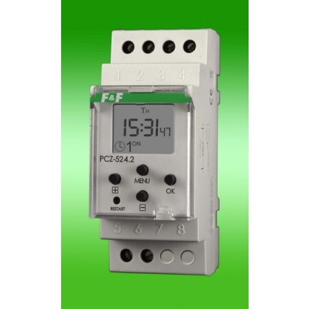 PCZ-524 ZEGAR STERUJĄCY 1-KANAŁOWY ASTRONOMICZNY NFC 16A 1P 2M 24-264V AC/DC