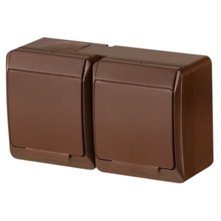 HERMES BRĄZ GNIAZDO NT 2X Z/U Z KLAPKĄ IP44 ZACISKI ŚRUBOWE 16A 250V