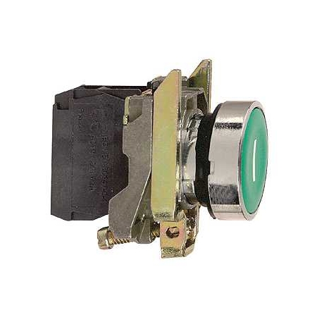 Schneider Electric Harmony XB4 Przycisk płaski zielony, metalowy, XB4BA31