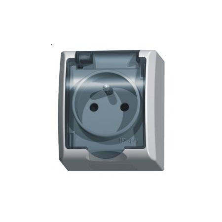 FALA BIAŁY GNIAZDO NT 1X Z/U Z KLAPKĄ DYMNĄ IP44 ZACISKI ŚRUBOWE 16A 250V