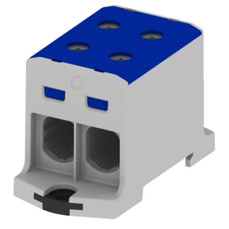 ZŁĄCZKA SZYNOWA PRZELOTOWA 2X AL/CU 6.0-95.0MM2 1000V AC/ 1500V DC ZACISK UNIWERSALNY NIEBIESKI