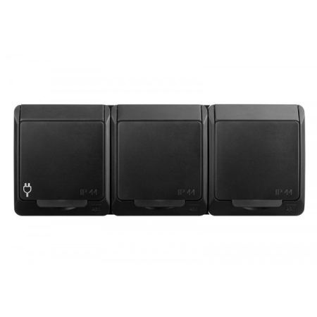 HERMES CZARNY GNIAZDO NT 3X Z/U Z KLAPKĄ IP44 3X2P+Z ZACISKI ŚRUBOWE 16A 250V