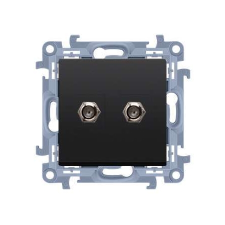 SIMON 10 MODUŁ CZARNY MAT GNIAZDO ANTENOWE TYPU "F" PODWÓJNE 