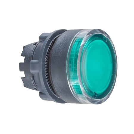 Schneider Electric Harmony XB5 Główka przycisku płaskiego z samoczynnym powrotem, LED, zielona plastikowa, ZB5AW333