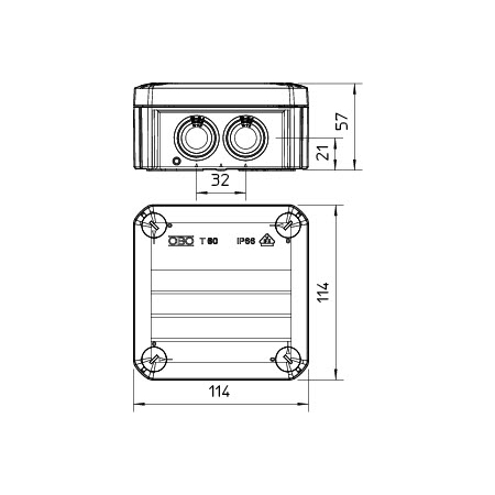 T 60 PUSZKA INSTALACYJNA NT 114X114X57 POKRYWA PEŁNA IP66 IK07 JASNOSZARY T-SERIA