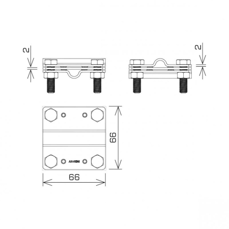AN-05/OG/ ZŁĄCZE KRZYŻOWE DUŻE 3 PŁYTKI - 4X M8 FI8/8 OCYNKOWANE OGNIOWO