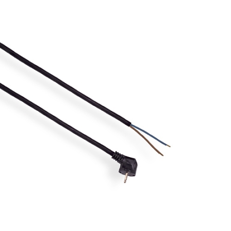 PZ1.5 CZARNY PRZEWÓD PRZYŁĄCZENIOWY  3M (H05RR-F 2X1.5) OKRĄGŁY WTYCZKA KĄTOWA UNISCHUKO