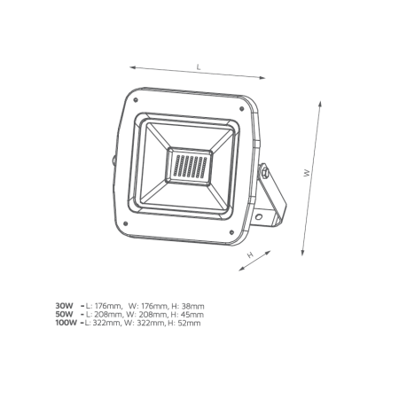 ZEN-E SZARY OPRAWA NAŚWIETLACZ LED 100W 230V CW 6000K 10000LM IP65 120ST
