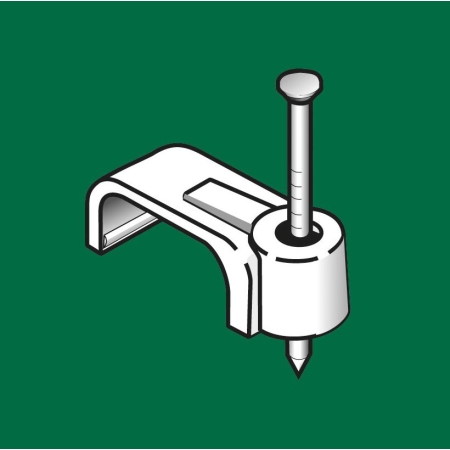 FLOP-10/6/100 UCHWYT KABLOWY Z GWOŹDZIEM PŁASKI BIAŁY (YDYP 3X1.5