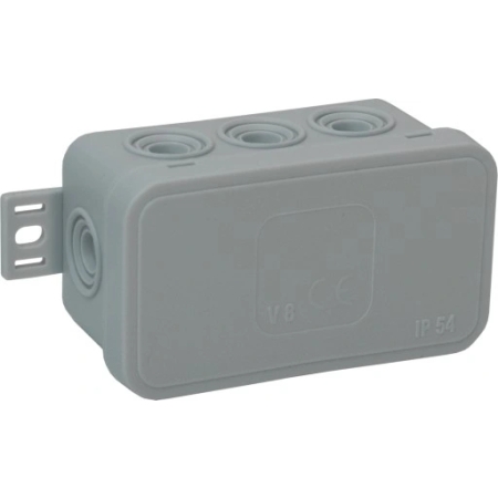 V8 PUSZKA INSTALACYJNA NT 80X45X41 IP54 IK07 PUSTA 8-WLOTOWA Z OSŁABIENIAMI KLIK SZARY