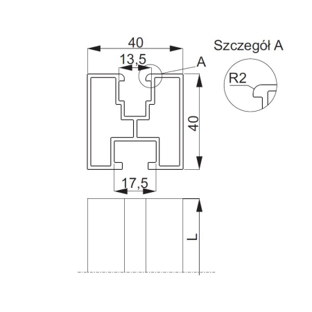 PAL40H40/2.4 PROFIL ALUMINIOWY