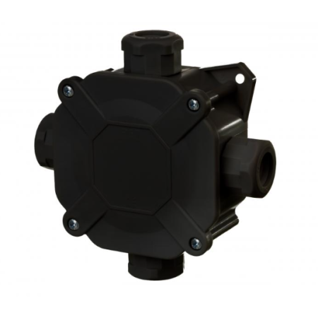 PUSZKA HERMETYCZNA NT 75X75X33 IP67 Z WKŁADEM 5X4 PG16 CZARNA