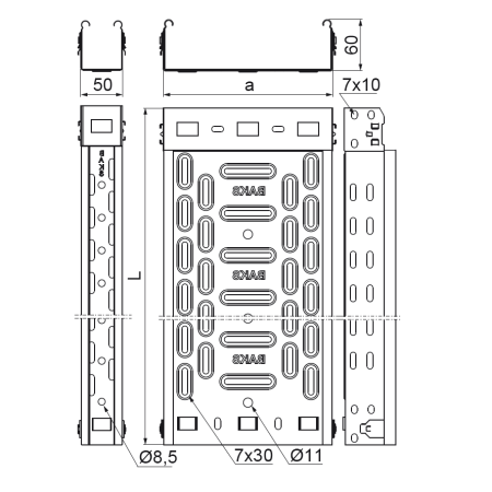 KFL 50H60/3 KORYTKO KABLOWE 50H60 3M 0.7MM