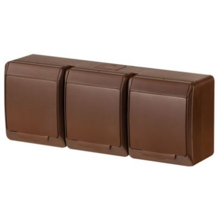 HERMES BRĄZ GNIAZDO NT 3X Z/U Z KLAPKĄ IP44 ZACISKI ŚRUBOWE 16A 250V