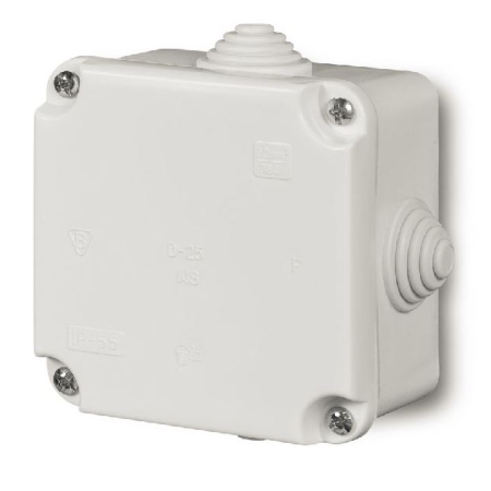 PK-0 PUSZKA INSTALACYJNA NT 92X92X50 IP55 4 DŁAWIKI Z WKŁADEM 5X2.5 BIAŁY EP-LUX
