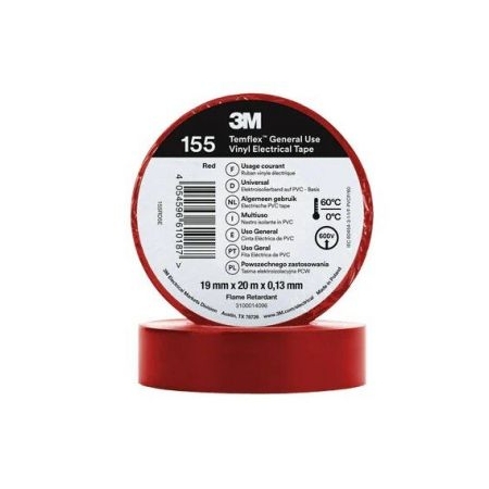 TEMFLEX 155 19X20 TAŚMA IZOLACYJNA 19MM 20M PVC CZERWONY