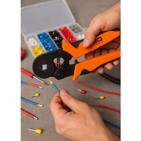 PRASKA DO ZAGNIATANIA KOŃCÓWEK TULEJKOWYCH 0,5-10,0MM + ZESTAW KOŃCÓWEK 1200 SZT NEO