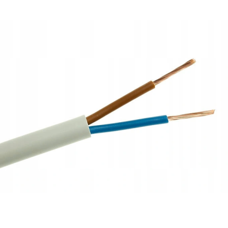 H03VV-F OMY 2X 1.5 BIAŁY PRZEWÓD MIESZKANIOWY OKRĄGŁY MIĘKKI 300/300V KL.5