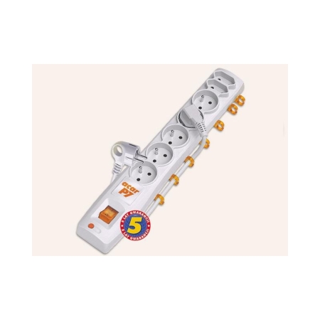 FILTR PRZECIWPRZEPIĘCIOWY 5X Z/U KĄTOWA, 2X B/U PŁASKA 3M (H05VV-F 3X1.0) + WYŁĄCZNIK SZARY P7