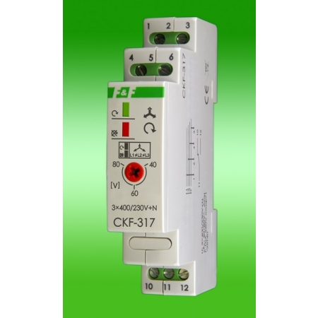 CKF-317 CZUJNIK KOLEJNOŚCI I ZANIKU FAZY 10A 1P 1M 3X400V/230V+N AC Z REGULOWANYM PROGIEM ASYMETRII