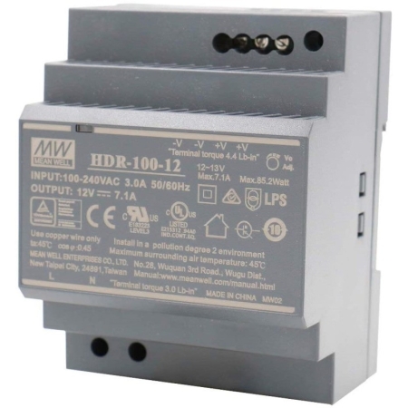 HDR ZASILACZ NA SZYNĘ DIN  85W 7.1A 85-264V AC - 120-370V DC / 12V DC 4M