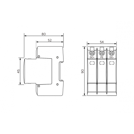 OP-PV20 OGRANICZNIK PRZEPIĘĆ PV T1+T2 B+C 3P 3M 20/40KA 4.75KV 1000V DC PV