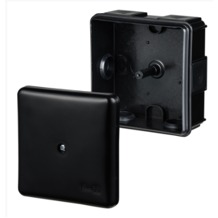 PUSZKA INSTALACYJNA NT 86X86X39 IP55 6 OTWORÓW 5X2.5 MM2 PUSTA CZARNY EP-LUX