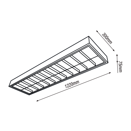 STELLA 236 NT TUBE OPRAWA RASTROWA NT 2X 36W G13 T8 230V IP20 1200x300MM STAL ODBŁYŚNIK ALUM. BIAŁY