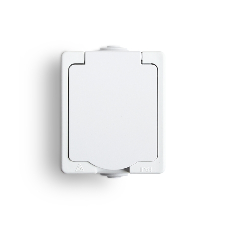 AQUALUX BIAŁY GNIAZDO NT 1X Z/U Z KLAPKĄ IP54 ZACISKI SPRĘŻYNOWE 16A 250V