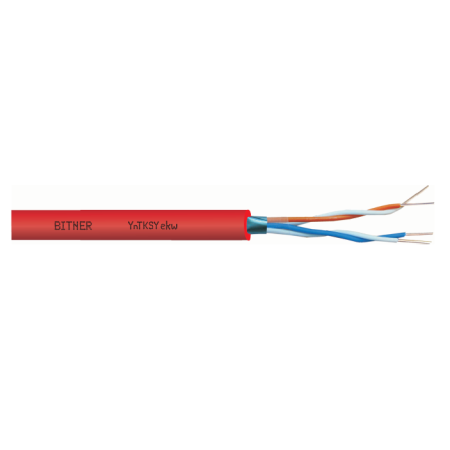 YNTKSYEKW  1X2X1.0 CZERWONY KABEL SYGNALIZACJI POŻARU DRUT 150/250V KL.1 EKRAN UNIEPALNIONY