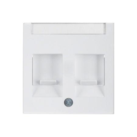 B.X MODUŁ BIAŁY PŁYTKA DO GNIAZD 2X UAE Z POLEM OPISOWYM Z ZASUWAMI SKOŚNA