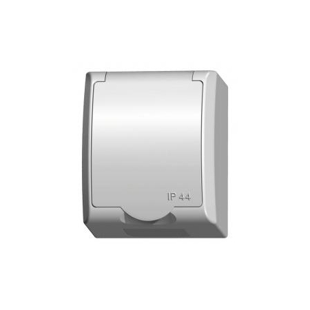 FALA BIAŁY GNIAZDO NT 1X Z/U Z KLAPKĄ BIAŁĄ IP44 ZACISKI ŚRUBOWE 16A 250V