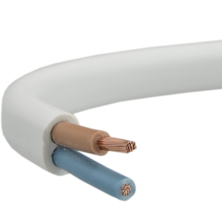 H03VVH2-F OMYP 2X 0.75 BIAŁY PRZEWÓD MIESZKANIOWY PŁASKI MIĘKKI 300/300V KL.5