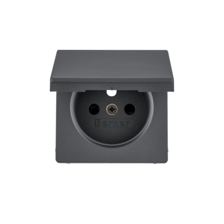 Q.X MODUŁ ANTRACYT PŁYTKA DO GNIAZD 1X Z/U Z KLAPKĄ Z PRZESŁONAMI ONE PLATFORM