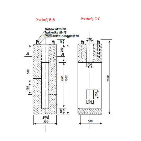 FUNDAMENT F 100V/30 (1000/300) 4xM18/200/S60/8N8PP/tZn/EB/K