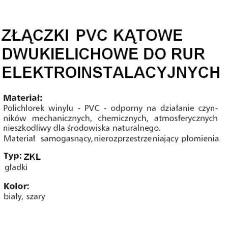 ZKL 37 ZŁĄCZKA SZTYWNA KĄTOWA 90ST DWUKIELICHOWA FI37 BIAŁY