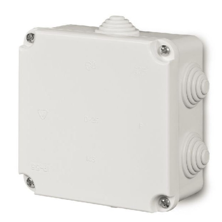 PK-2 PUSZKA INSTALACYJNA NT 108X108X58 IP55 6 DŁAWIKÓW Z WKŁADEM 5X4 BIAŁY EP-LUX