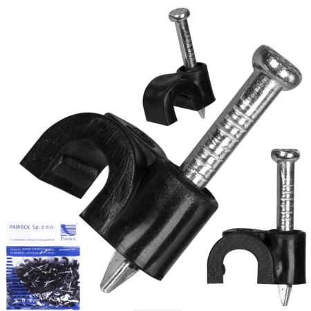 FLOP-6/100 UCHWYT KABLOWY Z GWOŹDZIEM D FI 6MM CZARNY