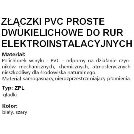 ZPL 22 ZŁĄCZKA SZTYWNA PROSTA FI22 BIAŁY