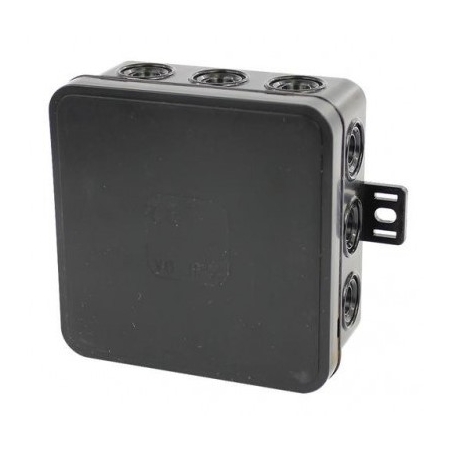 V6 PUSZKA INSTALACYJNA NT 85X85X41 IP54 IK07 PUSTA 12-WLOTOWA Z OSŁABIENIAMI KLIK CZARNY