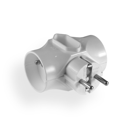 R-201 ROZGAŁĘŹNIK 2X Z/U OKRĄGŁY 1X B/U PŁASKI 16A BIAŁY