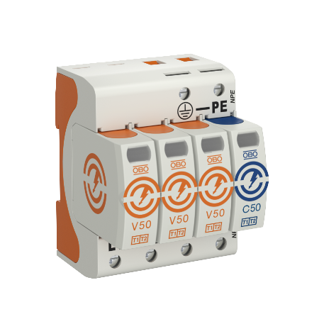 V50-3+NPE-280 OGRANICZNIK PRZEPIĘĆ T1+T2 B+C 3P+N 4M 30/50KA 2.5KV