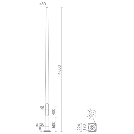 SAL-4 SŁUP ALUMINIOWY 4M ANODOWANY NATURALNY (FUND. B-50/Z-50)