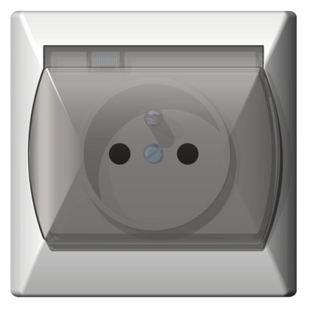 AKCENT BIAŁY GNIAZDO 1X Z/U Z KLAPKĄ DYMNĄ IP44 ZACISKI ŚRUBOWE 16A 250V