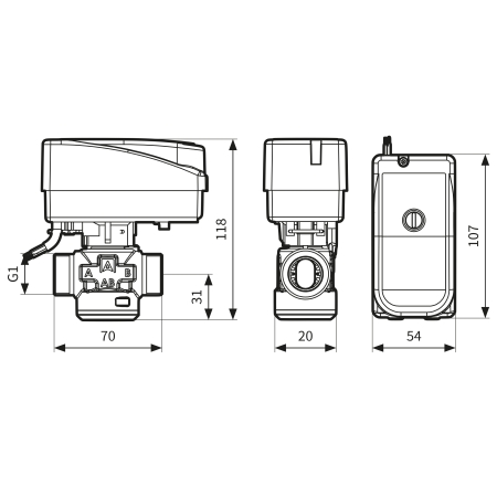 ZAWÓR 3-DROGOWY STREFOWY AZV 643 DN20, G1