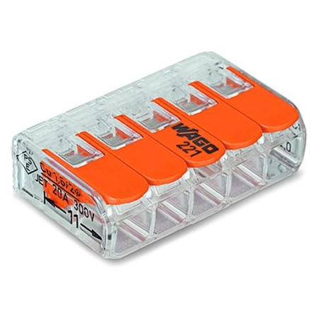 SZYBKOZŁĄCZKA UNIWERSALNA 5x0.2-4mm2 TRANSPARENTNA/POMARAŃCZOWA