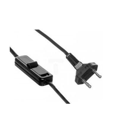 SP/W CZARNY PRZEWÓD PRZYŁĄCZENIOWY 1.9M (H03VVH2 2X0.5) PŁASKI WTYCZKA PŁASKA+ WSR ON-OFF