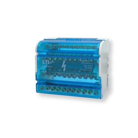 EDB-411 BLOK ROZDZIELCZY 125A 4X (7X FI5.3), 4X (2X FI7.5), 4X (2X FI9.0) ETIBOX