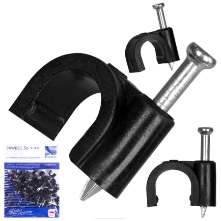 UCHWYT KABLOWY D FI 8MM CZARMY 100 szt.