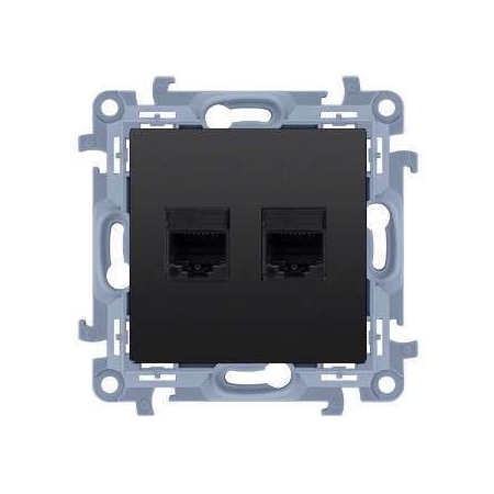 SIMON 10 MODUŁ CZARNY MAT GNIAZDO KOMPUTEROWE PODWÓJNE RJ45 KATEGORIA 5E